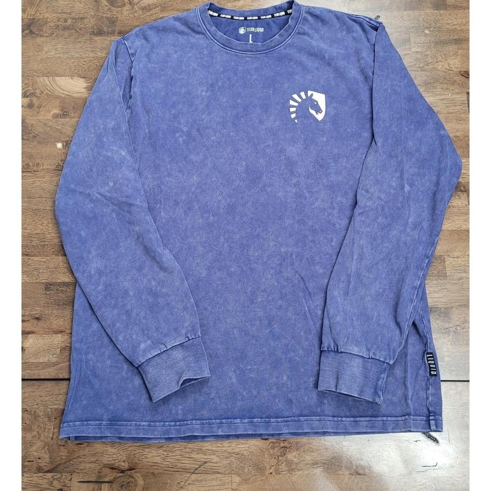 Team Liquid Esports Heavyweight Long Sleeve Tee Blue Acid Wash Men's Size L